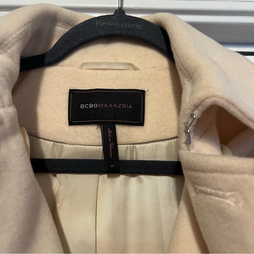 BCBG MAXAZRIA Cream Wool Blend Trench Coat —Size XS - Picture 6 of 15